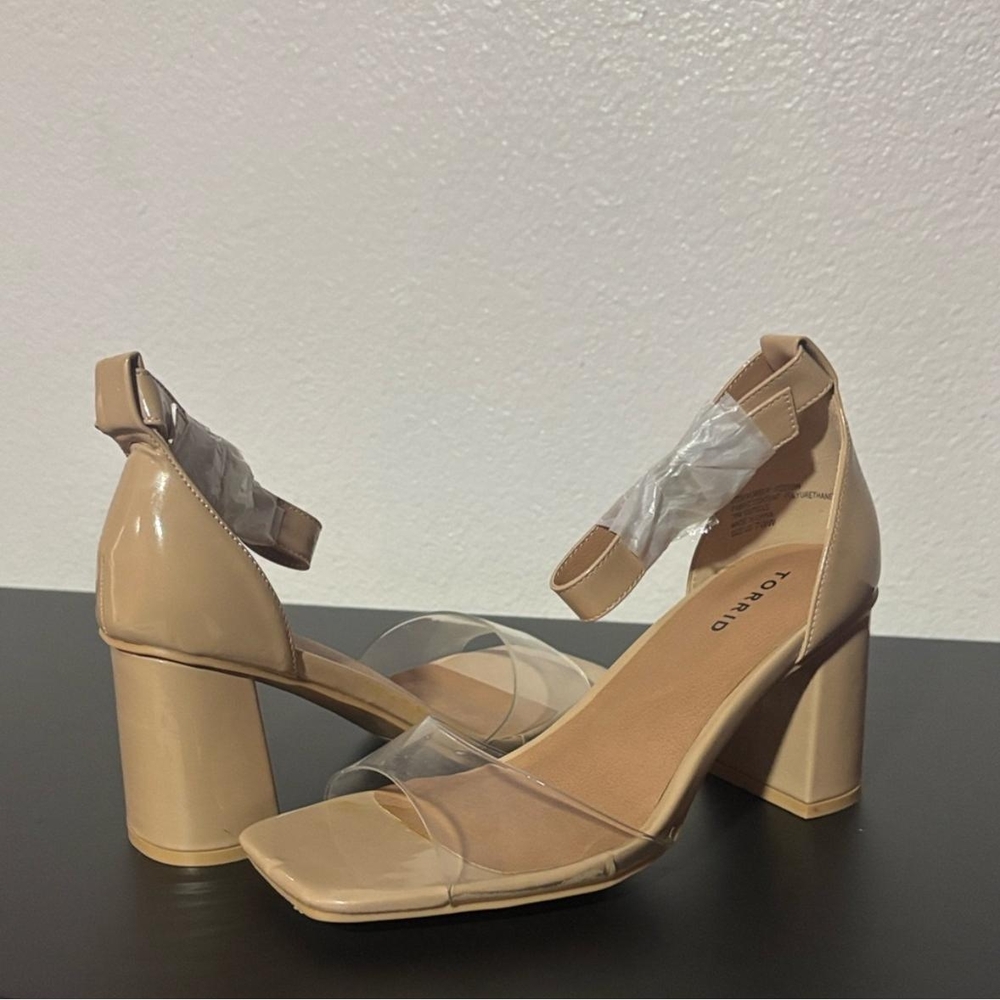 Torrid Beige Block Heel Sandals with Clear Straps - Picture 4 of 4